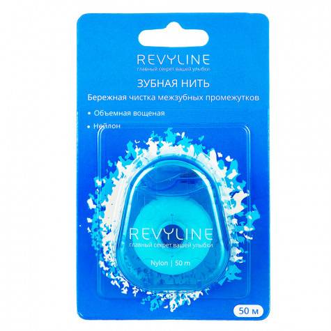 Зубная нить вощеная Revyline нейлон, мятная, 50 м